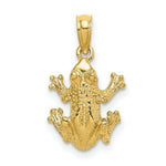 Load image into Gallery viewer, 14K Yellow Gold 2-D Textured Top View FROG Charm Pendant
