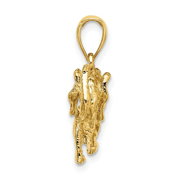 14K Yellow Gold 3-D Elephant Profile With Tusk Charm Pendant