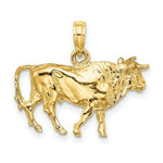 Load image into Gallery viewer, 14K Yellow Gold 3-D BULL With HORNS Charm Pendant
