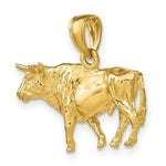 Load image into Gallery viewer, 14K Yellow Gold 3-D BULL With HORNS Charm Pendant
