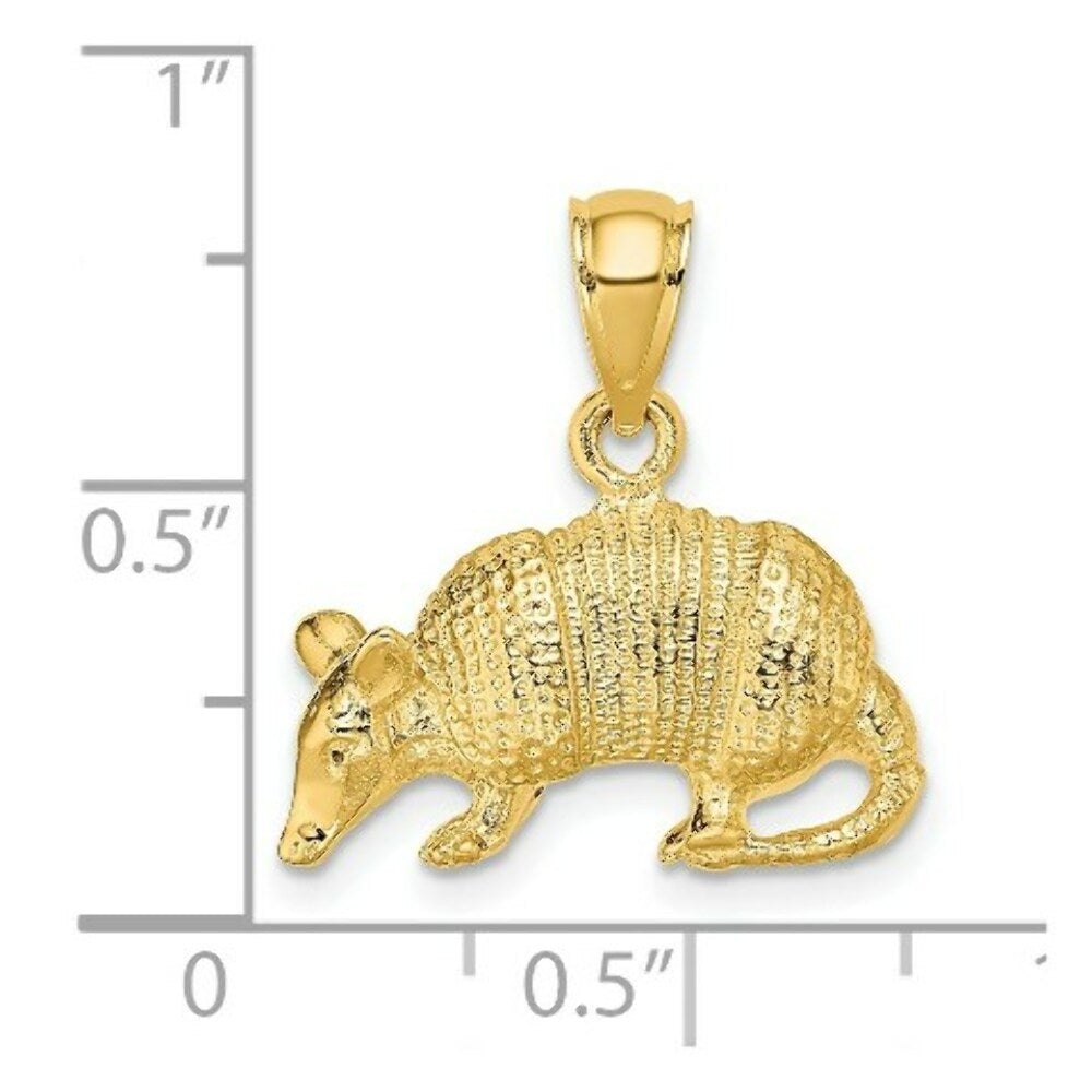 14K Yellow Gold 3-D ARMADILLO Charm Pendant