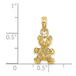 Load image into Gallery viewer, 14K Yellow Gold 3-D Teddy Bear With Bow Tie Charm Pendant
