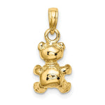 Load image into Gallery viewer, 14K Yellow Gold 3-D Teddy Bear With Bow Tie Charm Pendant
