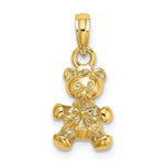 Load image into Gallery viewer, 14K Yellow Gold 3-D Teddy Bear With Bow Tie Charm Pendant
