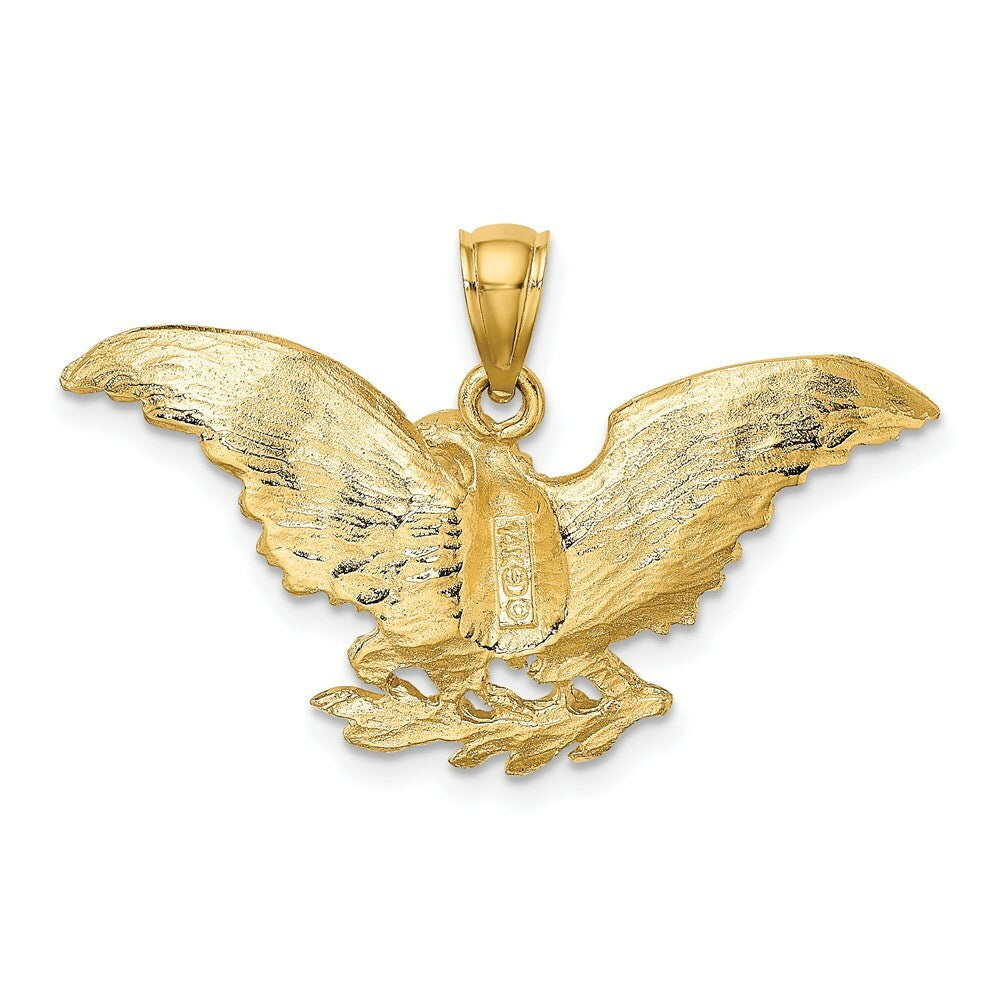 14K Yellow Gold 2-D Eagle With Wings Spread Charm Pendant