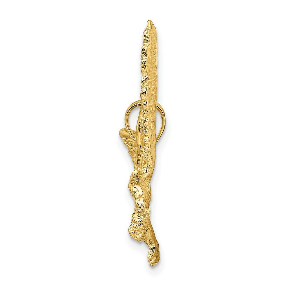 14K Yellow Gold 2-D EAGLE With BEAK TOUCHING CLAWS Charm Pendant