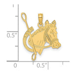 Load image into Gallery viewer, 14K Yellow Gold Textured &amp; Flat Horse Head &amp; Shoe Charm Pendant
