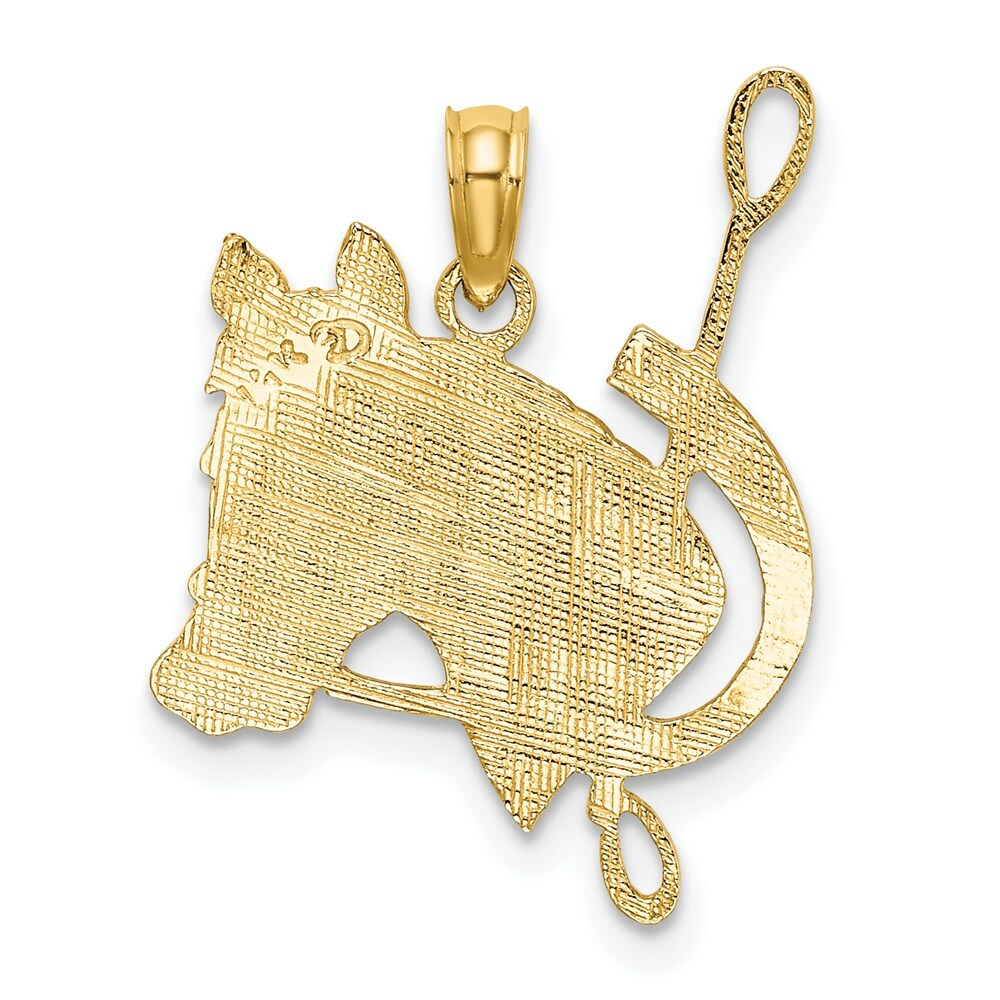 14K Yellow Gold Textured & Flat Horse Head & Shoe Charm Pendant
