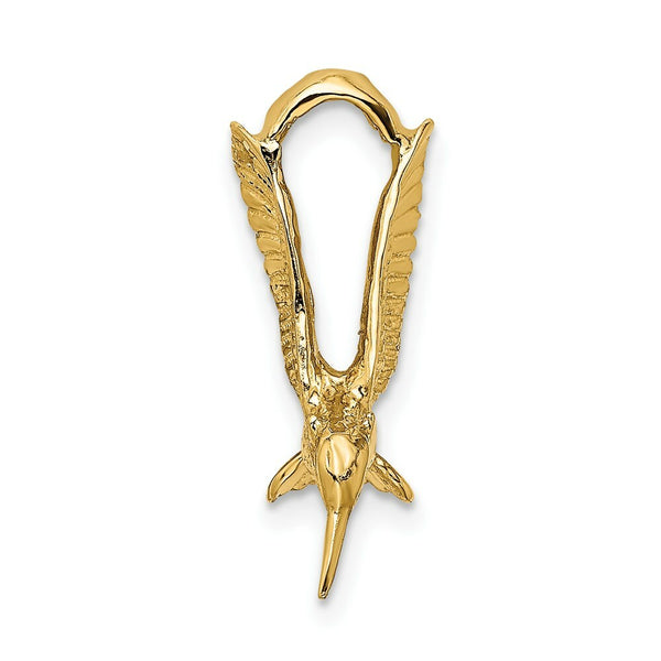 14K Yellow Gold 3-D Hummingbird Charm Pendant