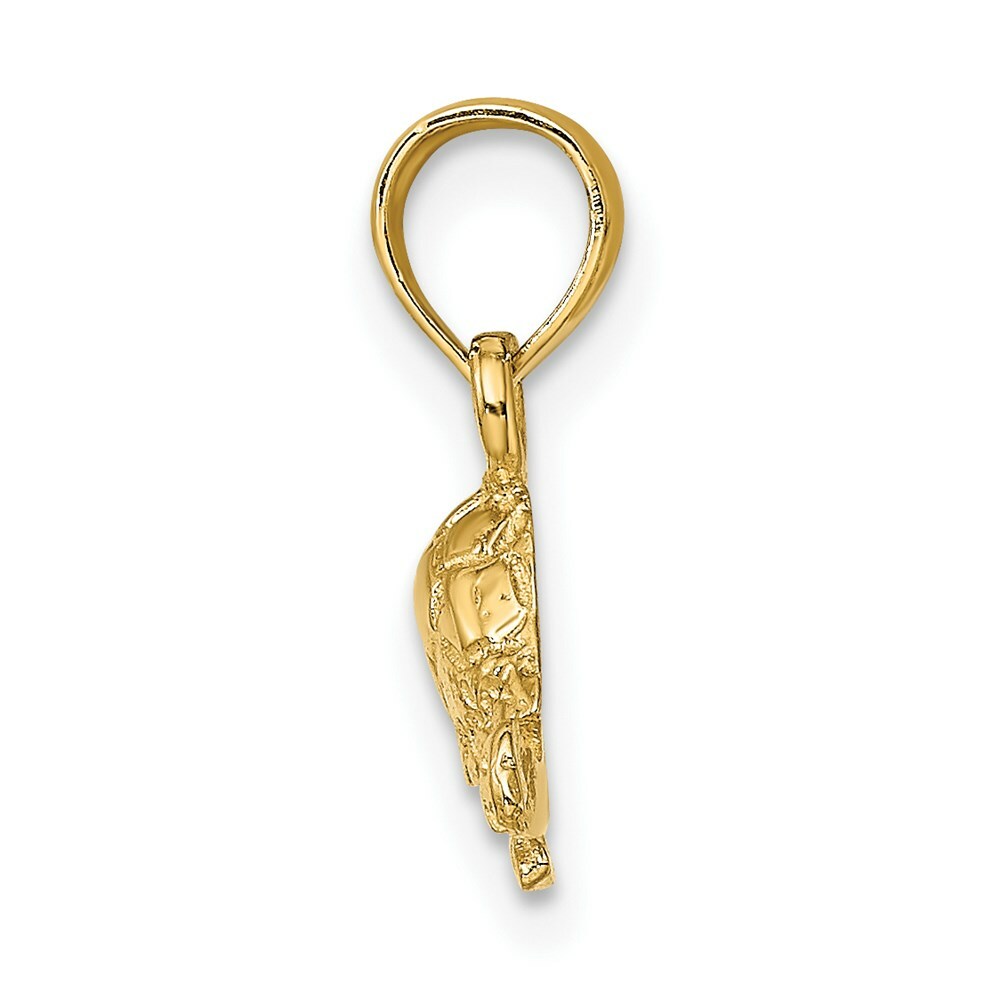14K Yellow Gold Polished and Engraved Mini Turtle Charm Pendant