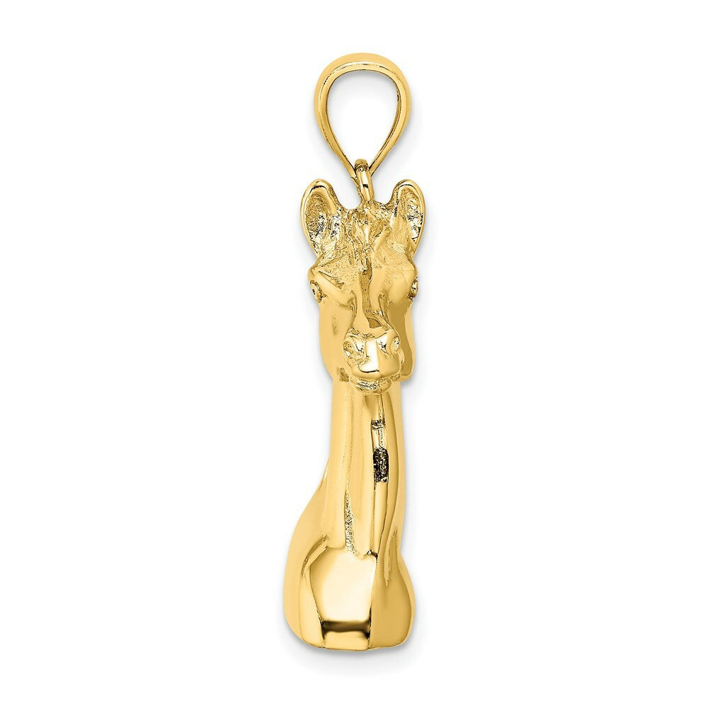 14K Yellow Gold 3-D & Polished Horse Head Charm Pendant