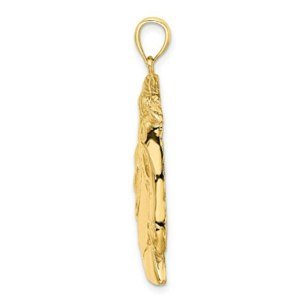 14K Yellow Gold Horse Head Profile With LONG MANE Charm Pendant