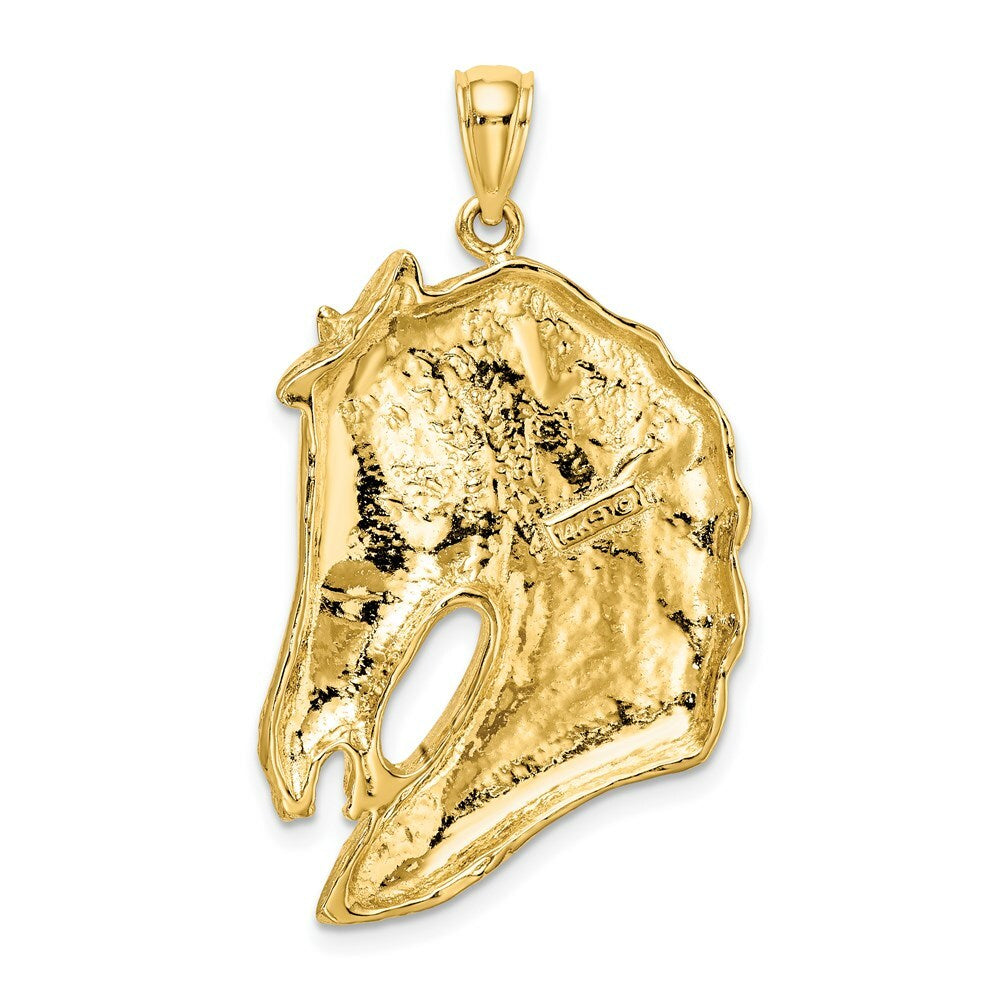 14K Yellow Gold Horse Head Profile With LONG MANE Charm Pendant