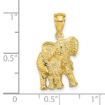 Load image into Gallery viewer, 14K Yellow Gold 2-D Elephant With Raised Trunk Charm Pendant
