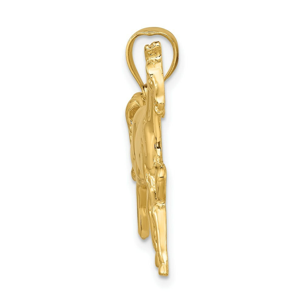 14K Yellow Gold 2-D Polished Horse Charm Pendant
