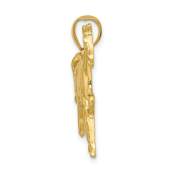 14K Yellow Gold 2-D Polished Horse Charm Pendant