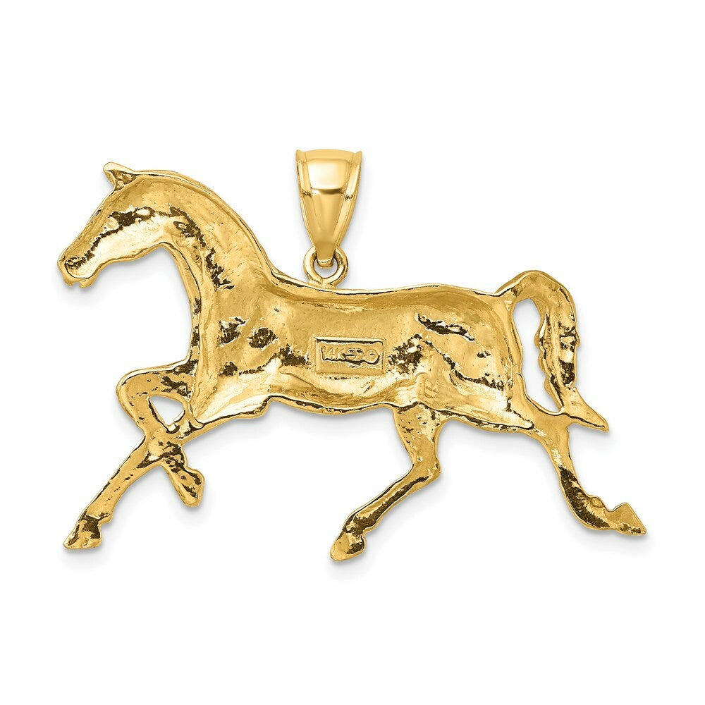 14K Yellow Gold 2-D Polished Horse Charm Pendant