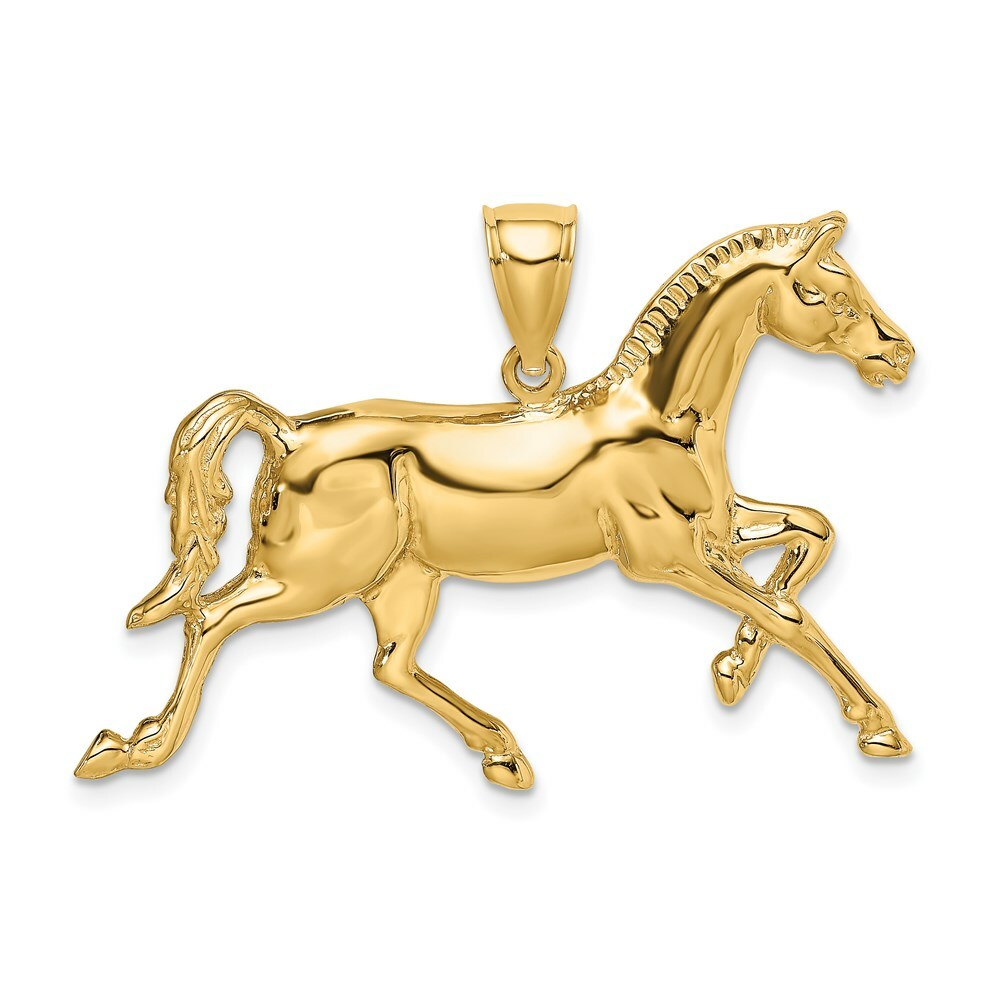 14K Yellow Gold 2-D Polished Horse Charm Pendant