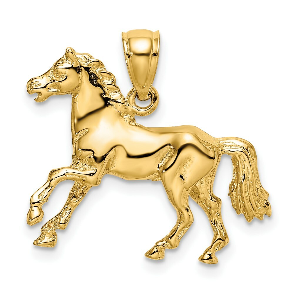 14K Yellow Gold 3-D Horse Charm Pendant