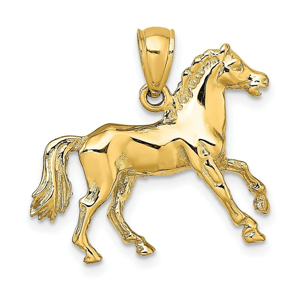 14K Yellow Gold 3-D Horse Charm Pendant