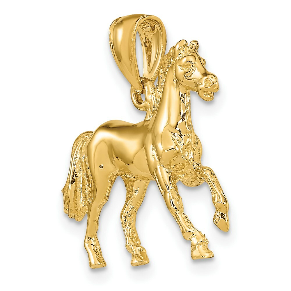 14K Yellow Gold 3-D Horse Charm Pendant