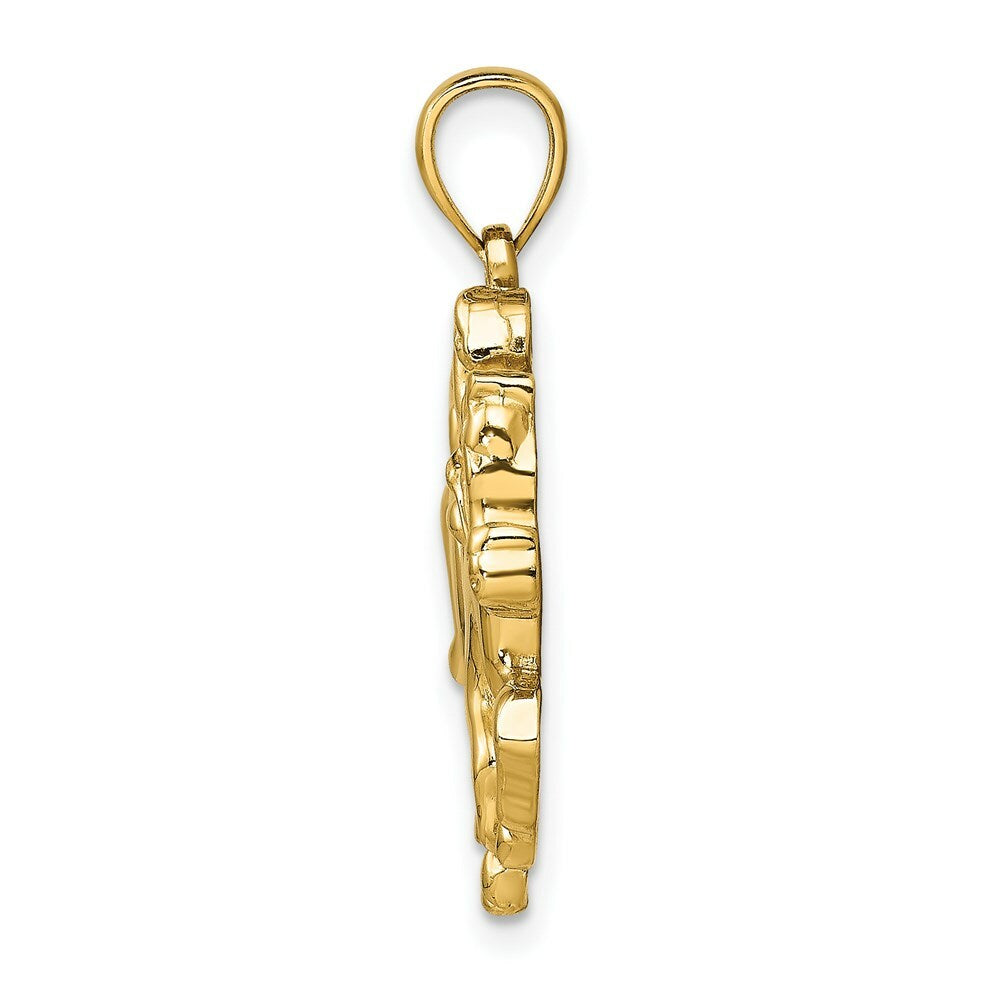 14K Yellow Gold 2-D JOCKEY ON Horse Charm Pendant