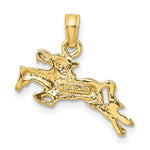 Load image into Gallery viewer, 14K Yellow Gold 2-D JOCKEY ON Horse Jumping Charm Pendant
