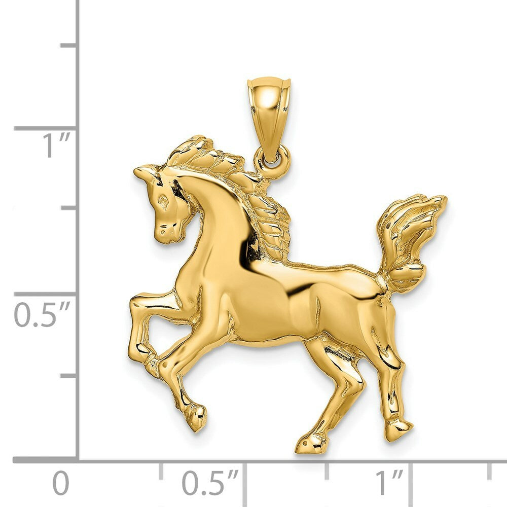 14K Yellow Gold 2-D Horse Charm Pendant