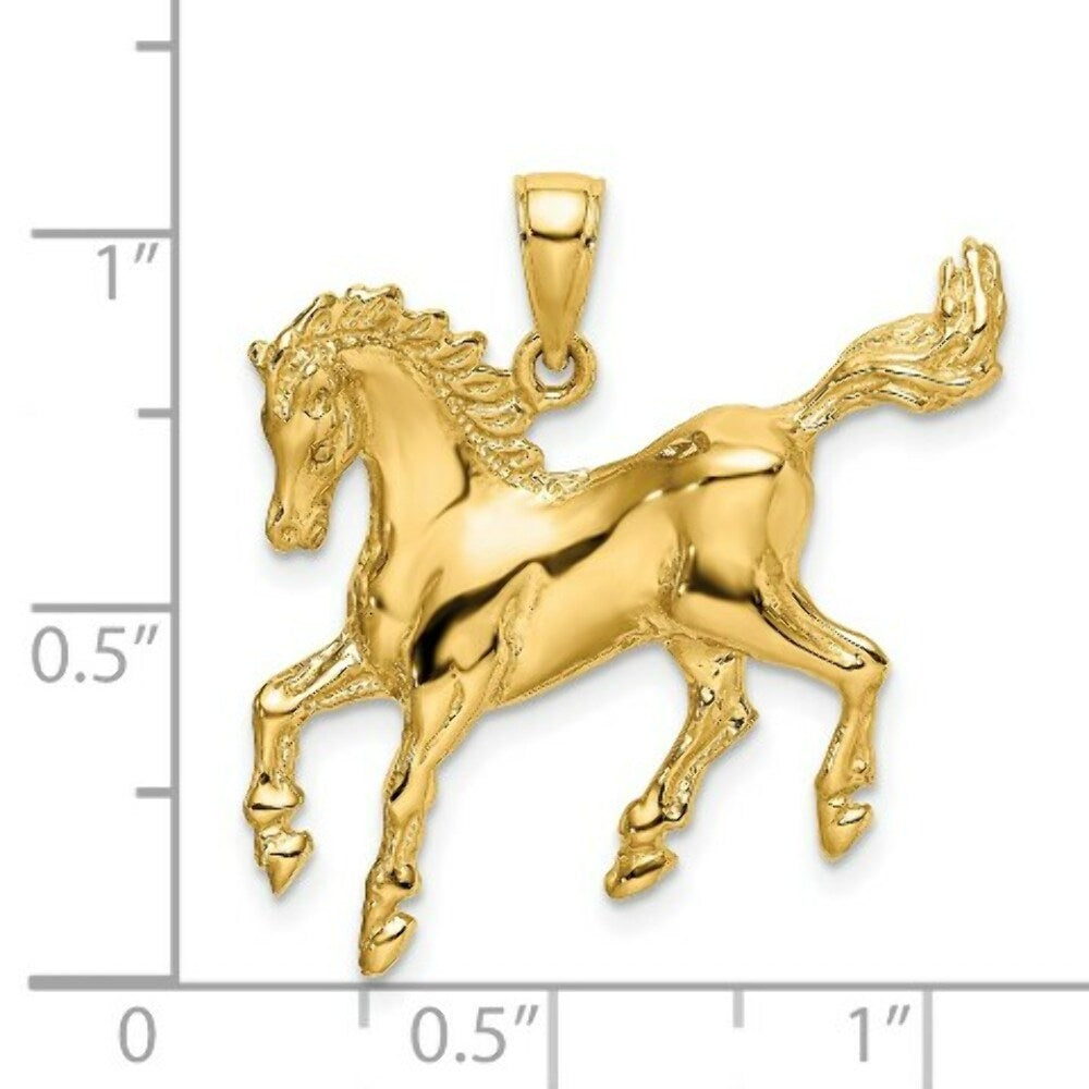14K Yellow Gold 2-D Horse Charm Pendant