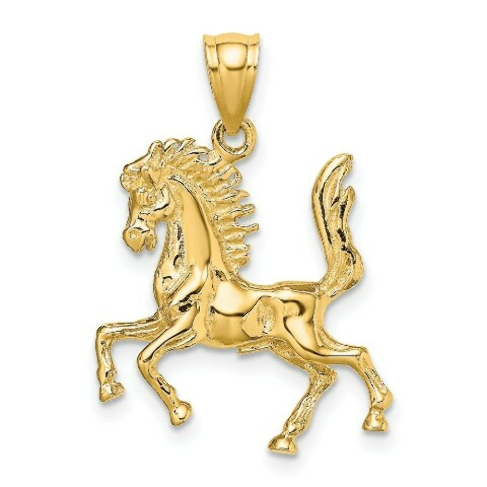 14K Yellow Gold 3-D Horse Charm Pendant