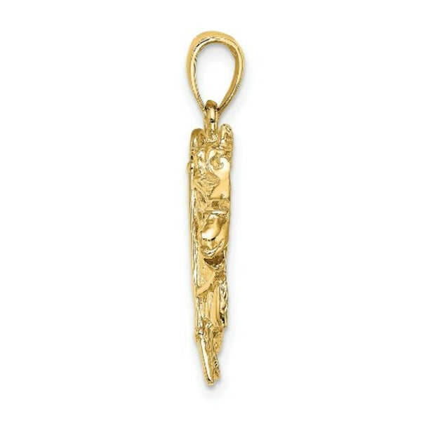 14K Yellow Gold Horse Head With Shoe & Crop Charm Pendant