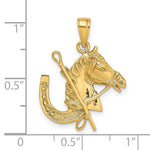 Load image into Gallery viewer, 14K Yellow Gold Horse Head With Shoe &amp; Crop Charm Pendant
