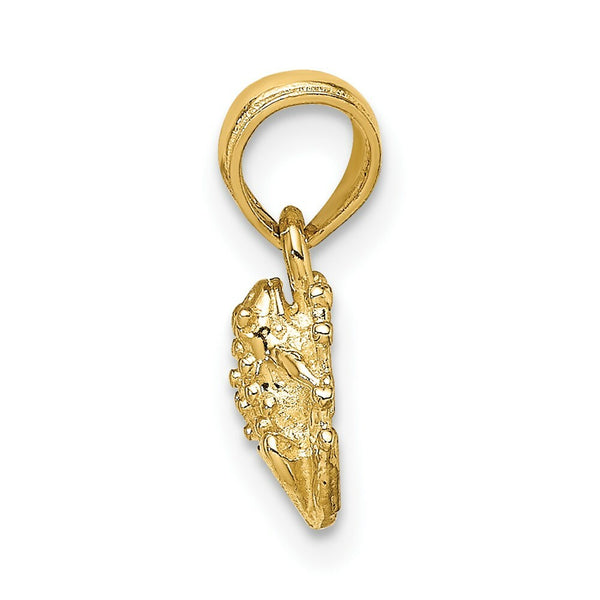 14K Yellow Gold 2-D Textured MiniATURE FROG Charm Pendant