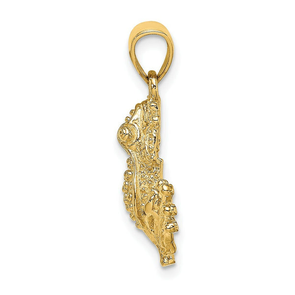 14K Yellow Gold 2-D Textured Frog Charm Pendant
