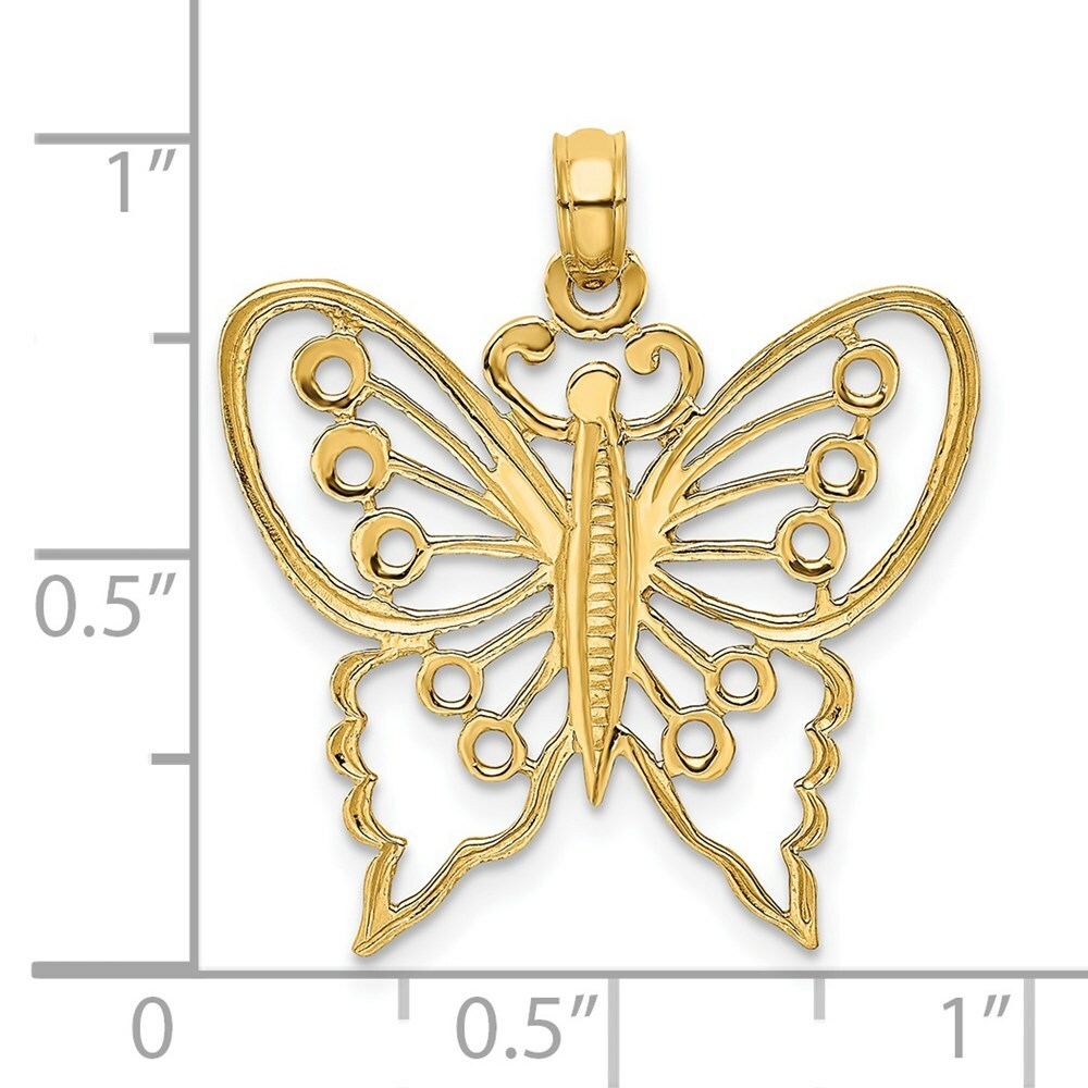 14K Yellow Gold Cut-Out Butterfly Charm Pendant