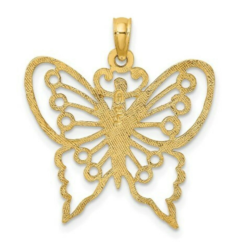 14K Yellow Gold Cut-Out Butterfly Charm Pendant