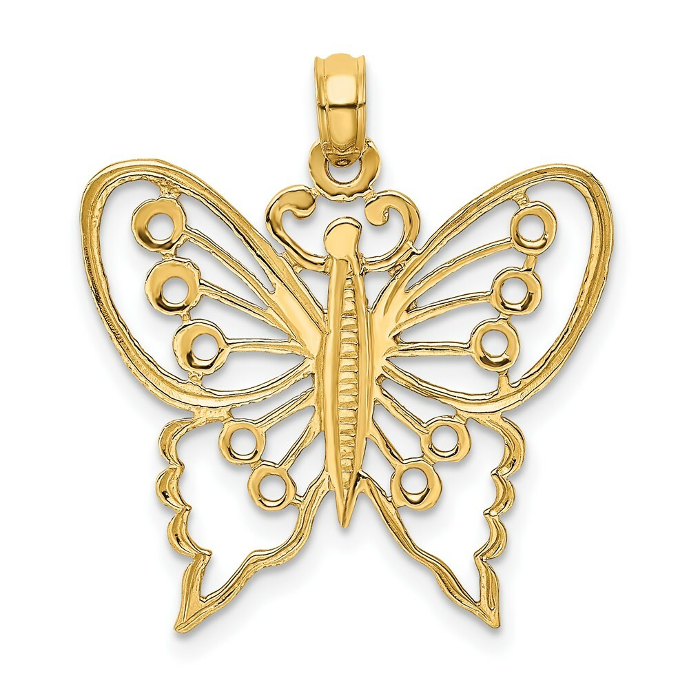 14K Yellow Gold Cut-Out Butterfly Charm Pendant