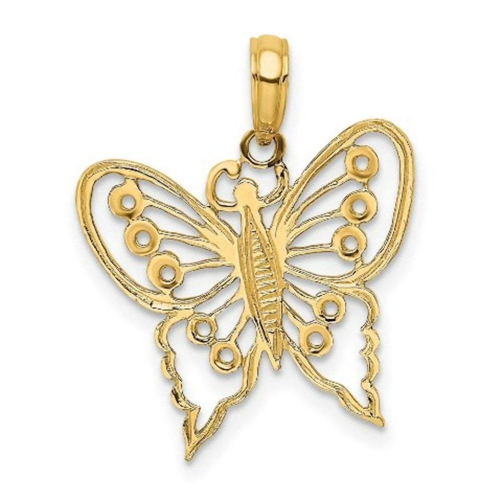 14K Yellow Gold Cut-Out Butterfly Charm Pendant