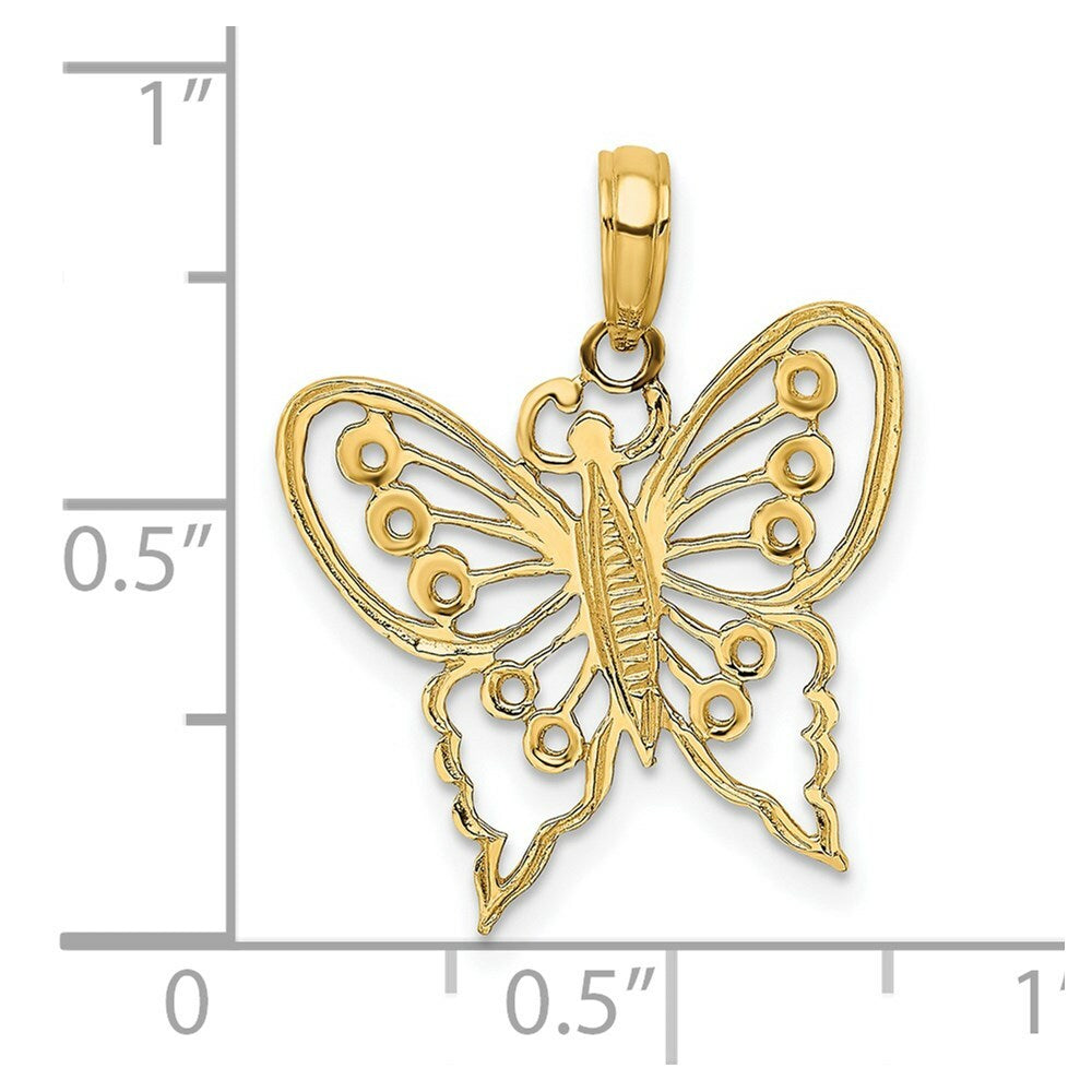 14K Yellow Gold Cut-Out Butterfly Charm Pendant