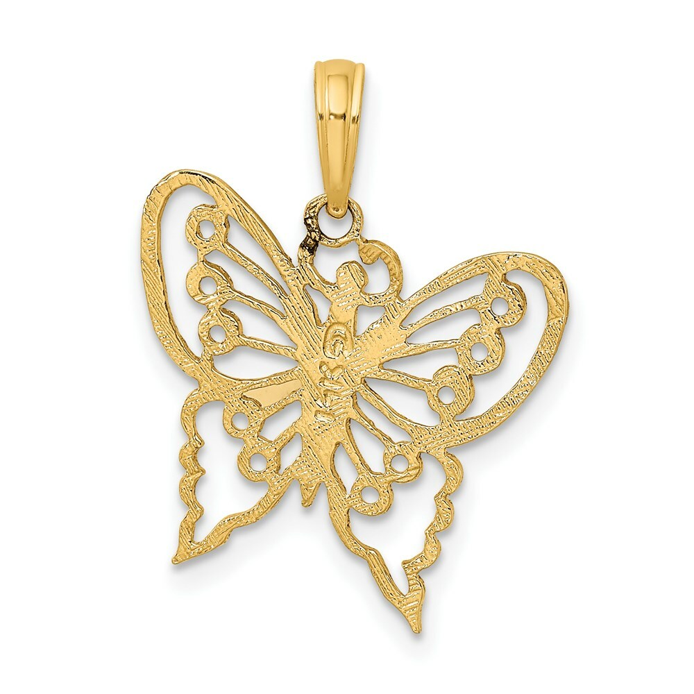 14K Yellow Gold Cut-Out Butterfly Charm Pendant