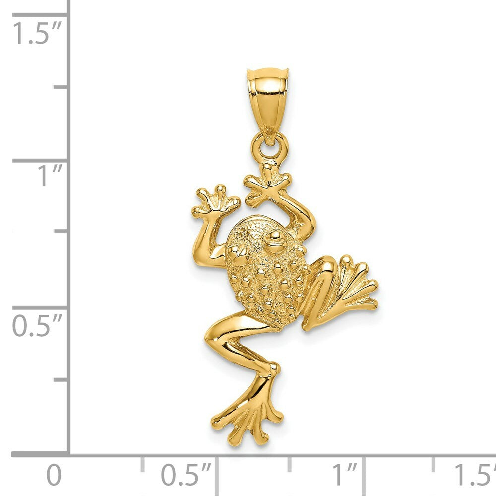 14K Yellow Gold Frog With Textured Back Charm Pendant