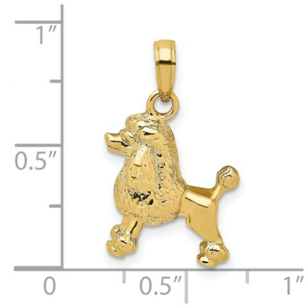 14K Yellow Gold 3-D Poodle Dog Charm Pendant