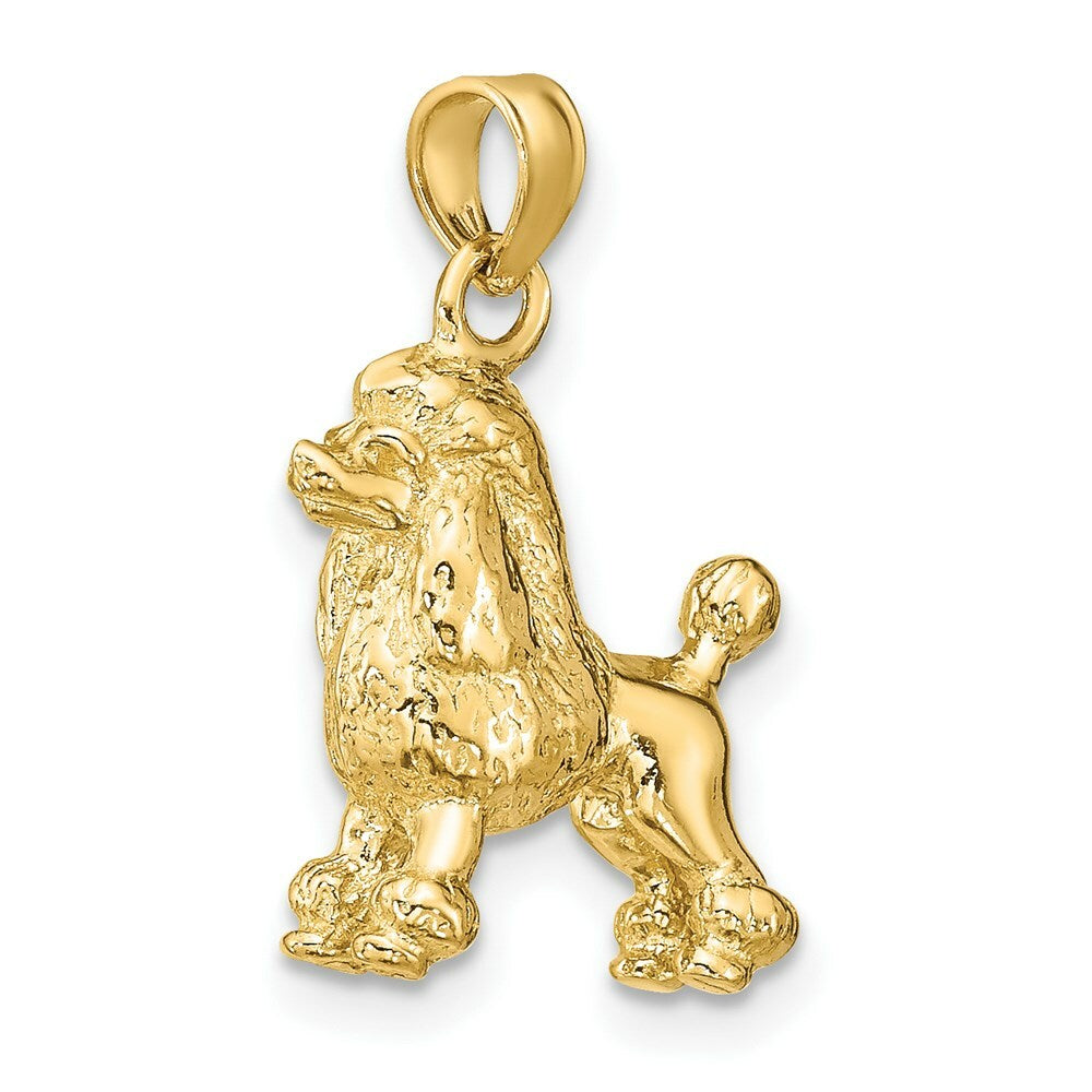 14K Yellow Gold 3-D Poodle Dog Charm Pendant