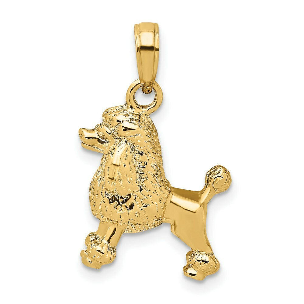 14K Yellow Gold 3-D Poodle Dog Charm Pendant