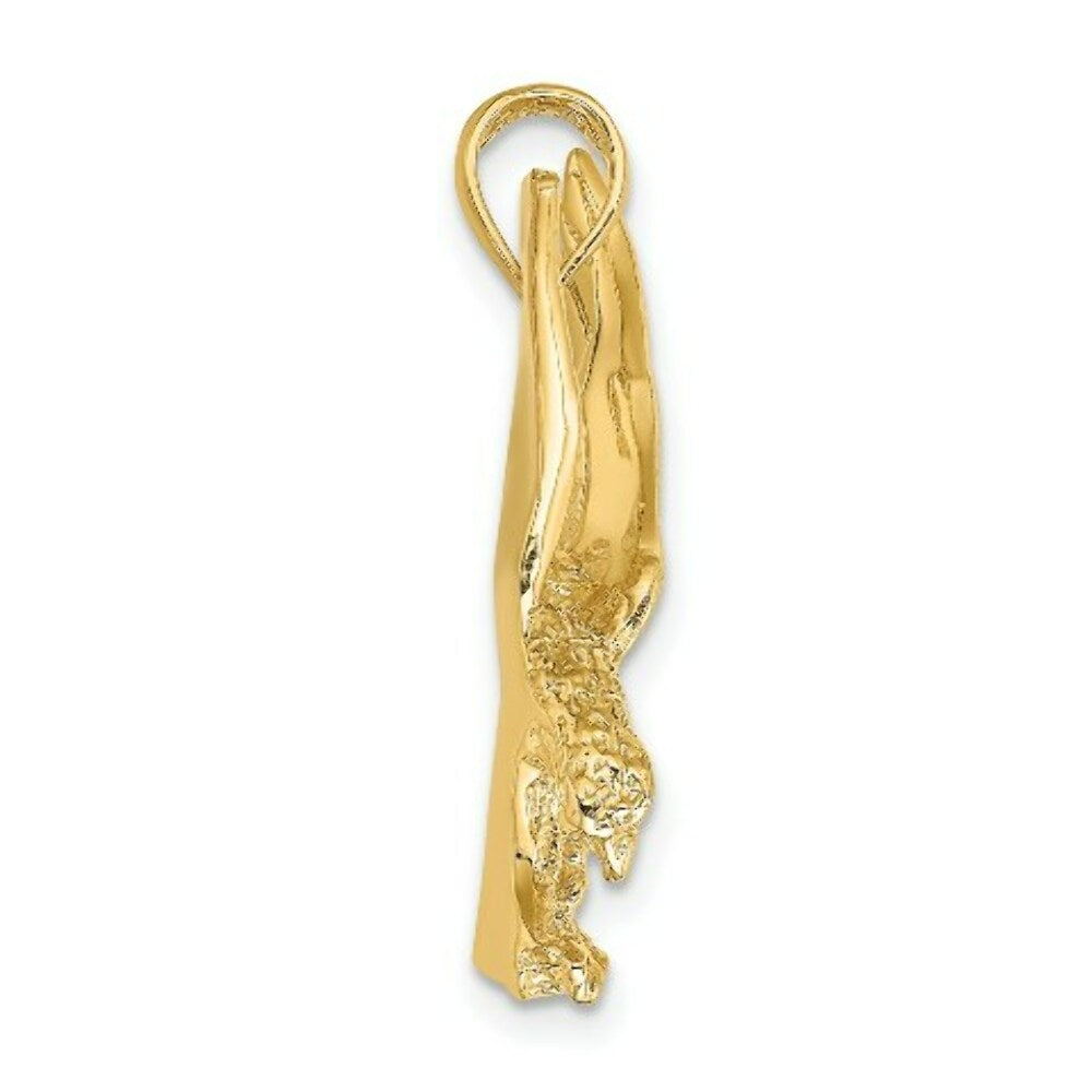 14K Yellow Gold 2-D EAGLE LANDING With WINGS UP Charm Pendant