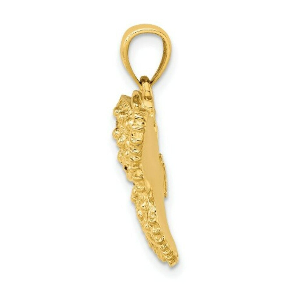 14K Yellow Gold 2-D Textured Butterfly Charm Pendant