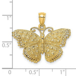 Load image into Gallery viewer, 14K Yellow Gold 2-D Textured Butterfly Charm Pendant
