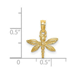 Load image into Gallery viewer, 14K Yellow Gold 2-D Mini Dragonfly With Solid Wings Charm Pendant
