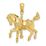 Load image into Gallery viewer, 14K Yellow Gold 2-D Carousel Horse With Tail Up Charm Pendant
