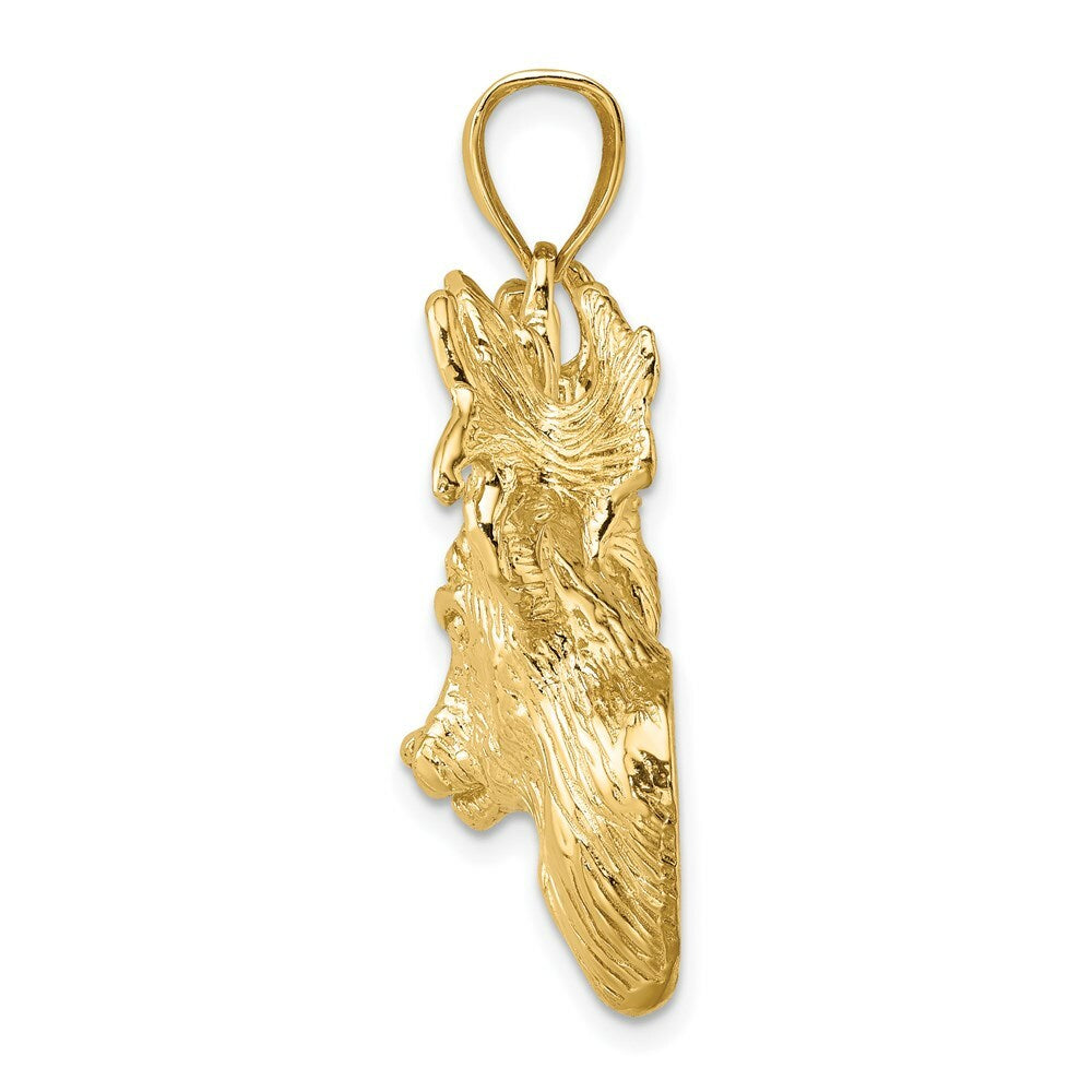 14K Yellow Gold 2-D & Textured Deer Head Charm Pendant
